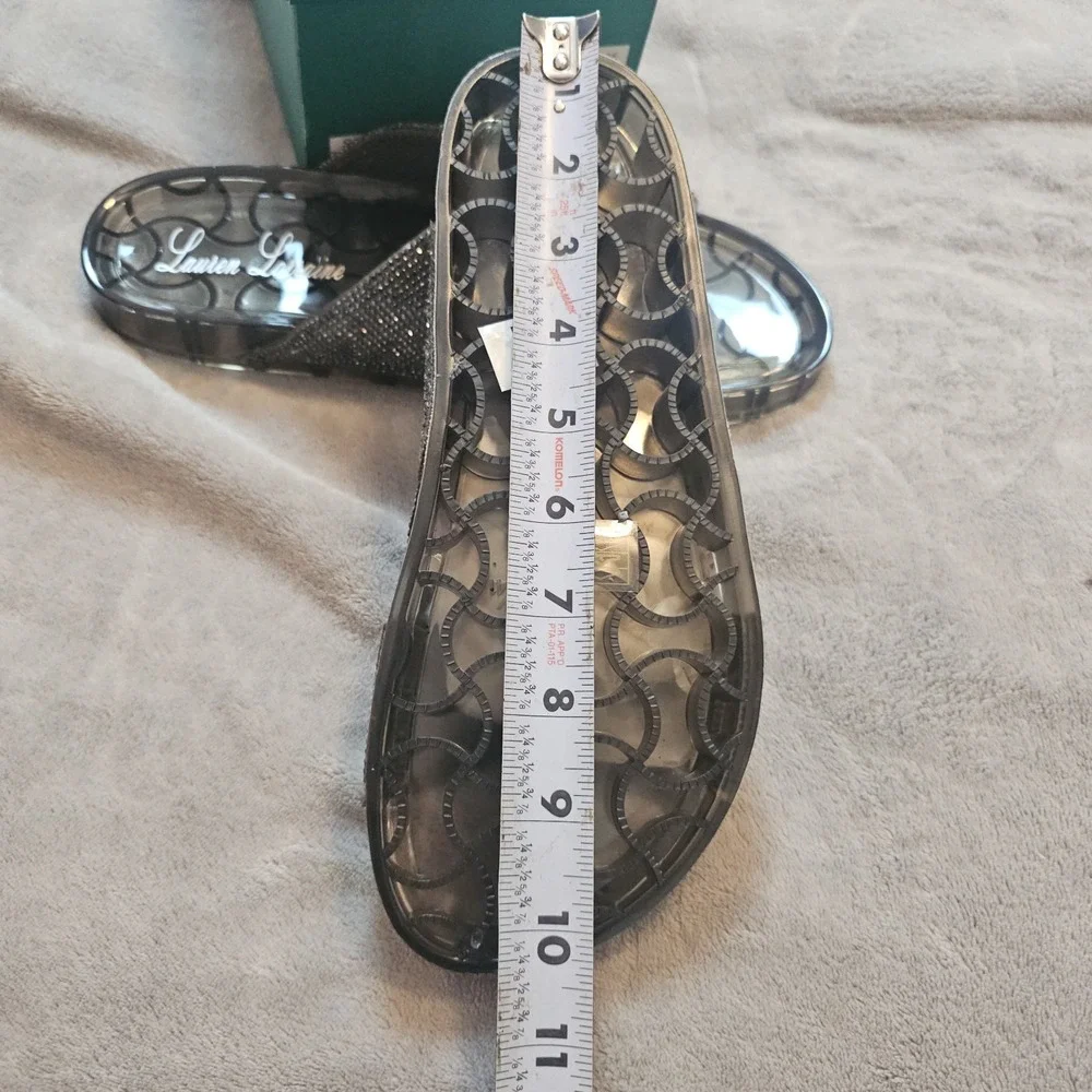 Lauren Lorraine Jelly Sandals Size Medium Black Crystal‎ Rhinestone Embellished